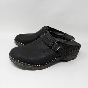 Troentorp Bastad Swedish Clogs Nubuck Black Leather, Women's Size 38/8-8.5